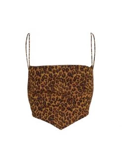 STAUD Leonie Leopard-Print Crop Top