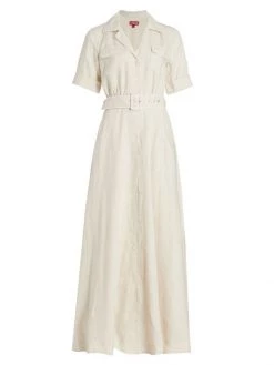 STAUD Millie Belted Linen Maxi Dress