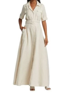 STAUD Millie Belted Linen Maxi Dress -STAUD popular shop unnamed file 226