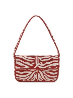 STAUD Tommy Beaded Animal-Print Shoulder Bag