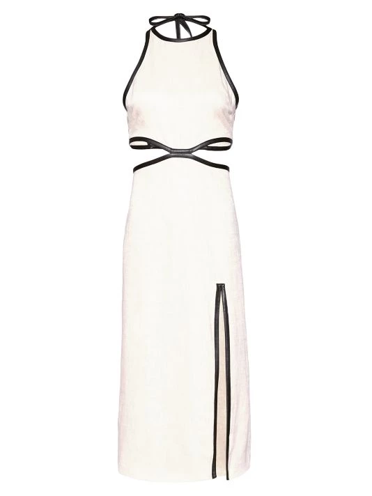 STAUD Delmore Cutout Linen Midi-Dress 3 STAUD Delmore Cutout Linen Midi-Dress