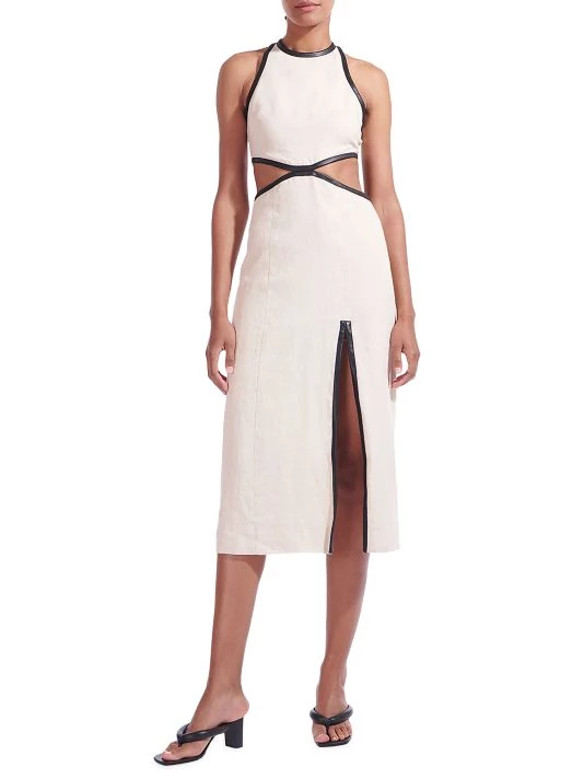 STAUD Delmore Cutout Linen Midi-Dress 4 STAUD Delmore Cutout Linen Midi-Dress - Image 2