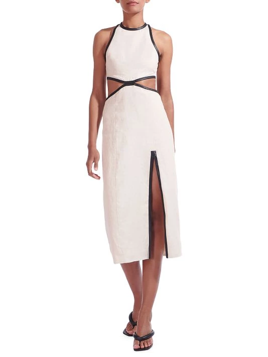 STAUD Delmore Cutout Linen Midi-Dress 5 STAUD Delmore Cutout Linen Midi-Dress - Image 3