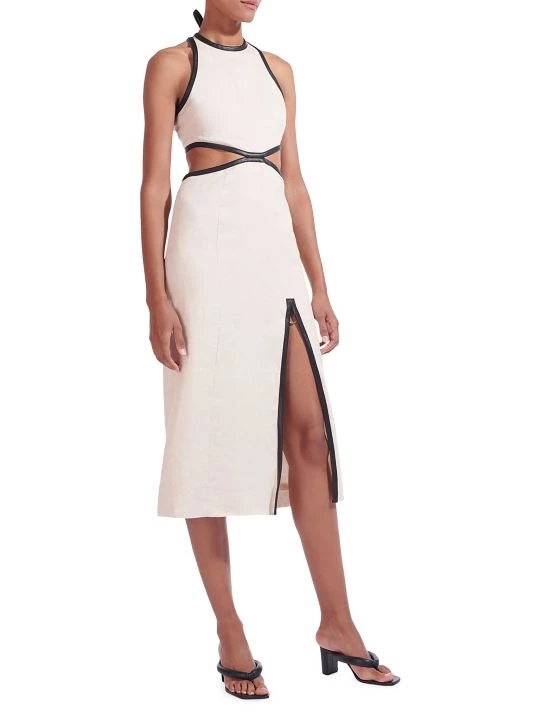 STAUD Delmore Cutout Linen Midi-Dress 6 STAUD Delmore Cutout Linen Midi-Dress - Image 4