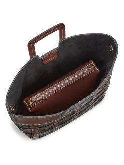 STAUD Shirley Mini Raffia & Leather Tote Mahogany Black -STAUD popular shop unnamed file 307