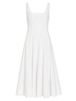 STAUD Wells Poplin Midi-Dress Rosebud