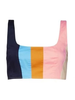 STAUD Wells Stripe Squareneck Crop Top