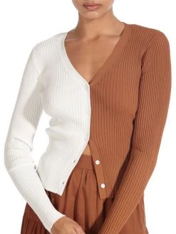 STAUD Shoko Cargo Colorblock Cardigan Tan Black -STAUD popular shop unnamed file 4