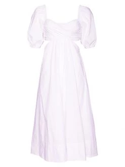 STAUD Carina Cutout Pintuck Midi-Dress