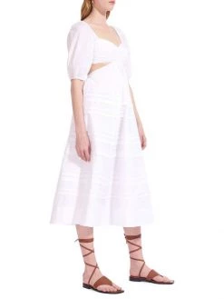 STAUD Carina Cutout Pintuck Midi-Dress -STAUD popular shop unnamed file 428