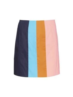 STAUD Wells Stripe Side-Slit Mini Skirt