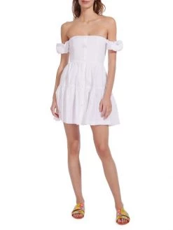 STAUD Elio Mini Dress Biscotti