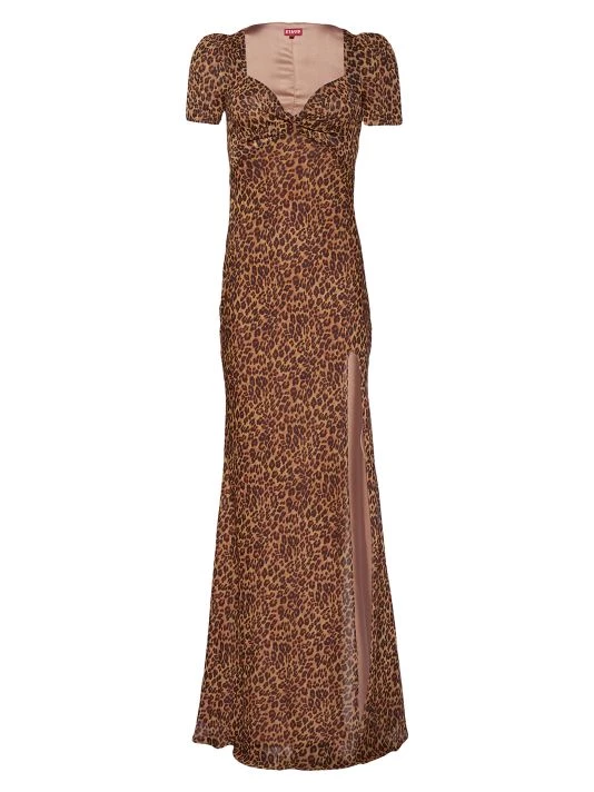 STAUD Lea Knot-Front Puff-Shoulder Maxi Dress 3 STAUD Lea Knot-Front Puff-Shoulder Maxi Dress