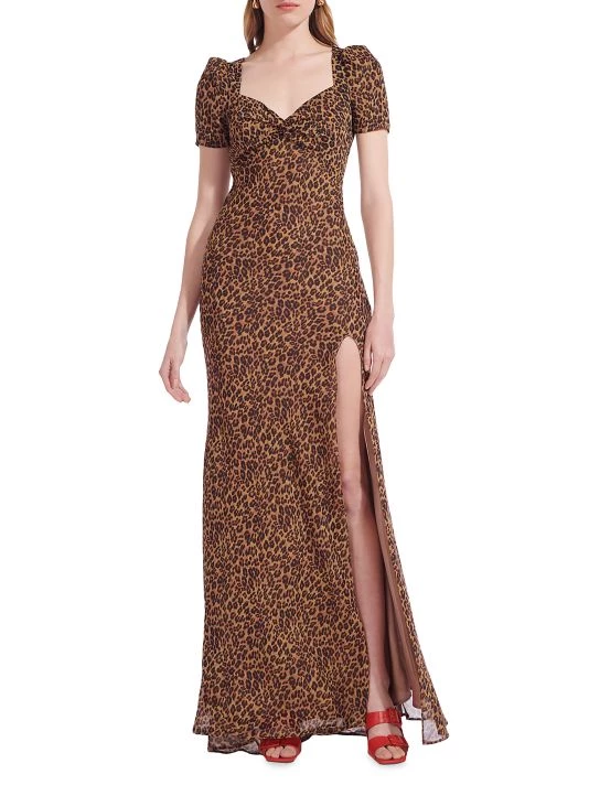 STAUD Lea Knot-Front Puff-Shoulder Maxi Dress 4 STAUD Lea Knot-Front Puff-Shoulder Maxi Dress - Image 2