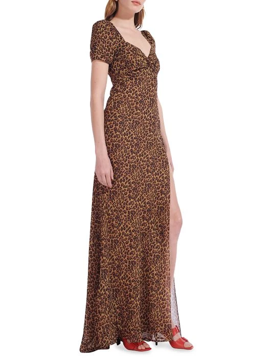 STAUD Lea Knot-Front Puff-Shoulder Maxi Dress 6 STAUD Lea Knot-Front Puff-Shoulder Maxi Dress - Image 4