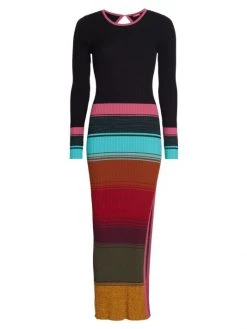 STAUD Edna Stripe Cutout Sweaterdress