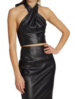 STAUD Kai Vegan Leather Halter Top -STAUD popular shop unnamed file 554