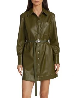 STAUD Lynn Belted Faux Leather Shirtdress -STAUD popular shop unnamed file 574