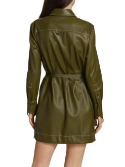 STAUD Lynn Belted Faux Leather Shirtdress -STAUD popular shop unnamed file 576