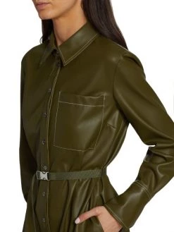 STAUD Lynn Belted Faux Leather Shirtdress -STAUD popular shop unnamed file 577