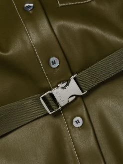 STAUD Lynn Belted Faux Leather Shirtdress -STAUD popular shop unnamed file 578