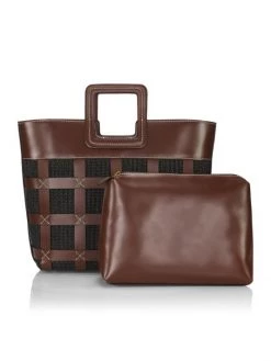 STAUD Shirley Raffia & Leather Tote Tan -STAUD popular shop unnamed file 583