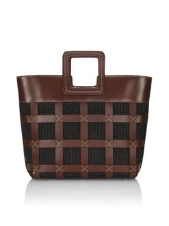 STAUD Shirley Raffia & Leather Tote Tan -STAUD popular shop unnamed file 584