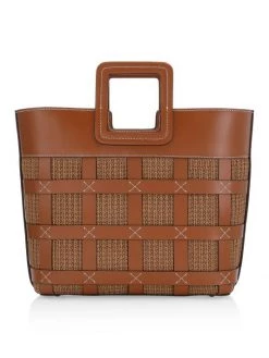 STAUD Shirley Raffia & Leather Tote Tan -STAUD popular shop unnamed file 585
