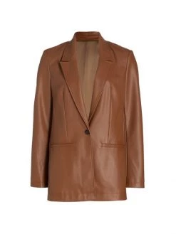 STAUD Madden Faux Leather Oversized Blazer