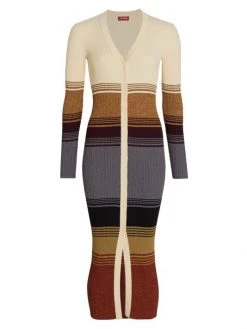 STAUD Shoko Rib-Knit Stripe Sweaterdress