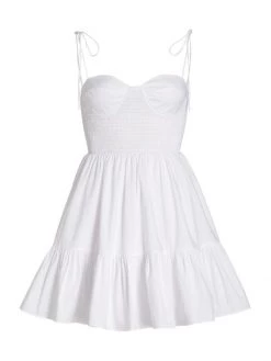 STAUD Landry Smocked Bustier Minidress White -STAUD popular shop unnamed file 634