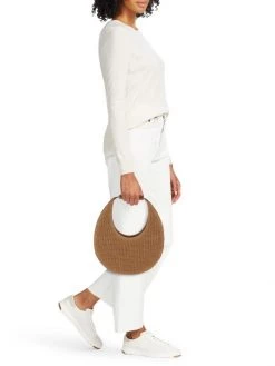 STAUD Raffia Moon Tote Tan -STAUD popular shop unnamed file 652