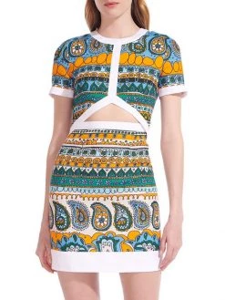 STAUD Perla Printed Linen Cutout Minidress -STAUD popular shop unnamed file 661