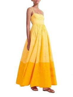 STAUD Brigitte Colorblocked Open-Back Maxi Dress