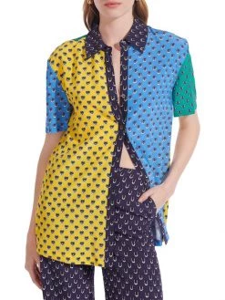 STAUD Pallas Colorblocked Button-Front Shirt