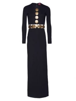 STAUD Delphine Embellished Cutout Maxi Dress