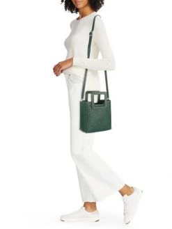 STAUD Mini Shirley Ostritch-Embossed Leather Tote Cypress -STAUD popular shop unnamed file 72