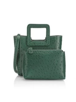 STAUD Mini Shirley Ostritch-Embossed Leather Tote Cypress -STAUD popular shop unnamed file 73