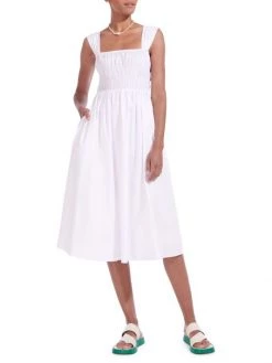 STAUD Ida Smocked Bodice Dress