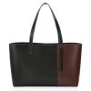 STAUD Shoko Colorblock Leather Tote Black Mahogany