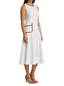 STAUD Bait Faux Leather-Trim Pocket Dress Black Whiskey -STAUD popular shop unnamed file 812