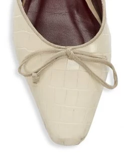 STAUD Gina Square-Toe Croc-Embossed Leather Mules Cream -STAUD popular shop unnamed file 843