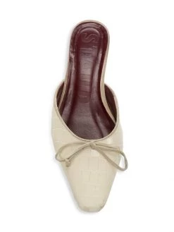 STAUD Gina Square-Toe Croc-Embossed Leather Mules Cream -STAUD popular shop unnamed file 844