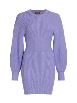 STAUD Marylebone Balloon Sleeve Sweaterdress Black