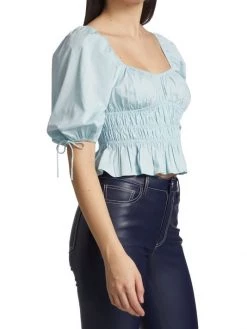 STAUD Faye Puff-Sleeve Crop Top -STAUD popular shop unnamed file 889