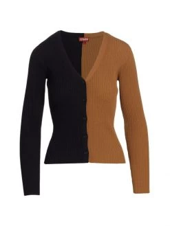 STAUD Shoko Cargo Colorblock Cardigan Tan Black -STAUD popular shop unnamed file 9