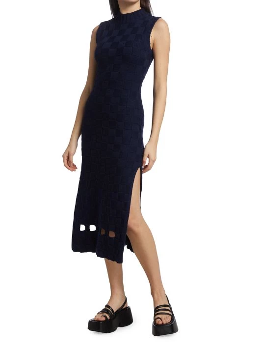 STAUD Glacier Checker-Knit Midi Dress 4 STAUD Glacier Checker-Knit Midi Dress - Image 2