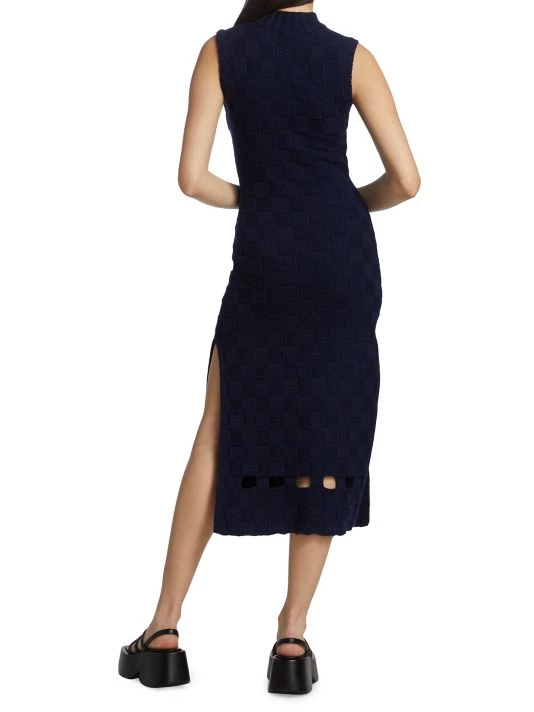 STAUD Glacier Checker-Knit Midi Dress 7 STAUD Glacier Checker-Knit Midi Dress - Image 5