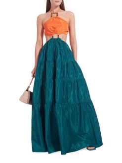 STAUD Dome Two-Tone Open Waist Dress