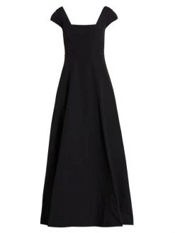 STAUD Lotus Cap-Sleeve A-Line Gown